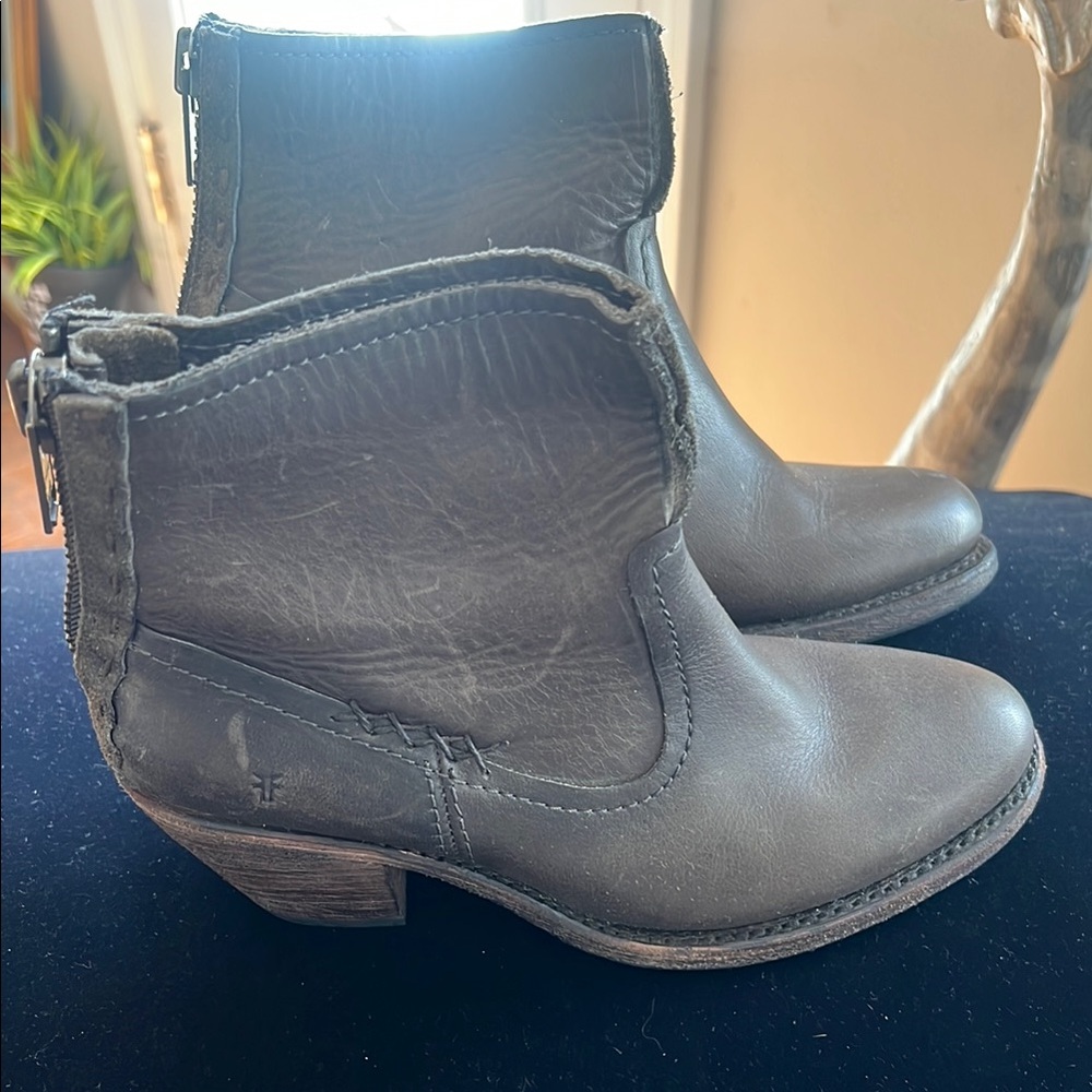Frye Gray Ankle Booties with Elastic Panels